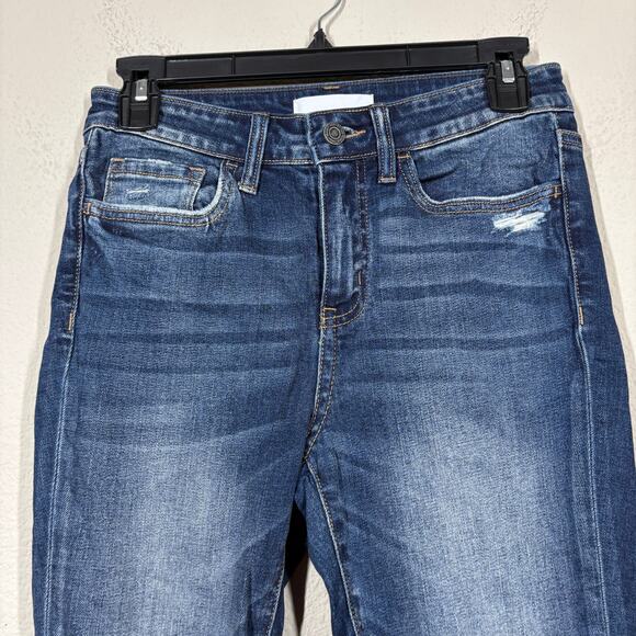 Vervet Womens 26 Cuffed Skinny Jeans Blue Washed Distressed High Rise Pockets - Picture 3 of 8